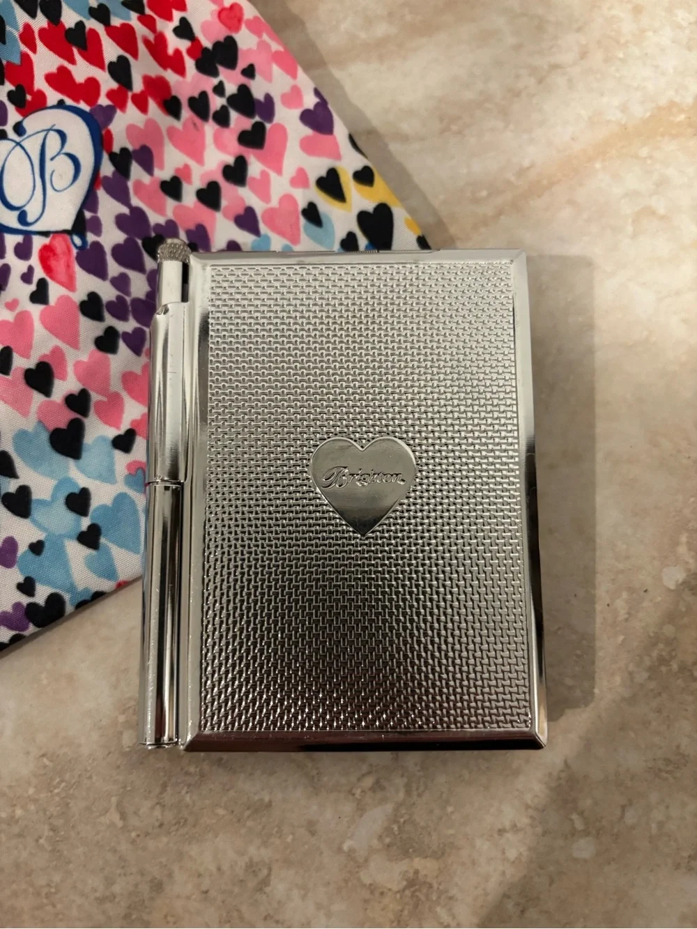 Brighton Heart Print Compact Travel Purse Notepad with Matching Heart dust bag